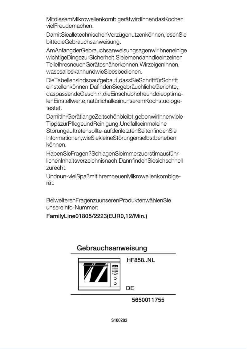 Page 1 de la notice Manuel utilisateur Siemens HF85851