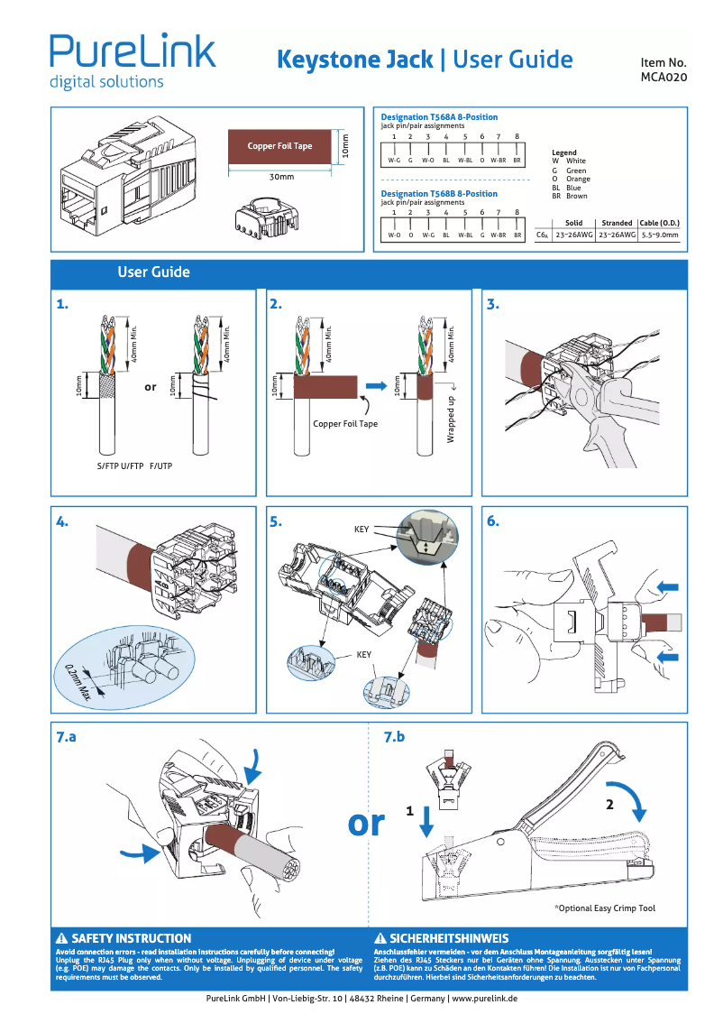 Page 1 de la notice Manuel utilisateur PureLink MCA020