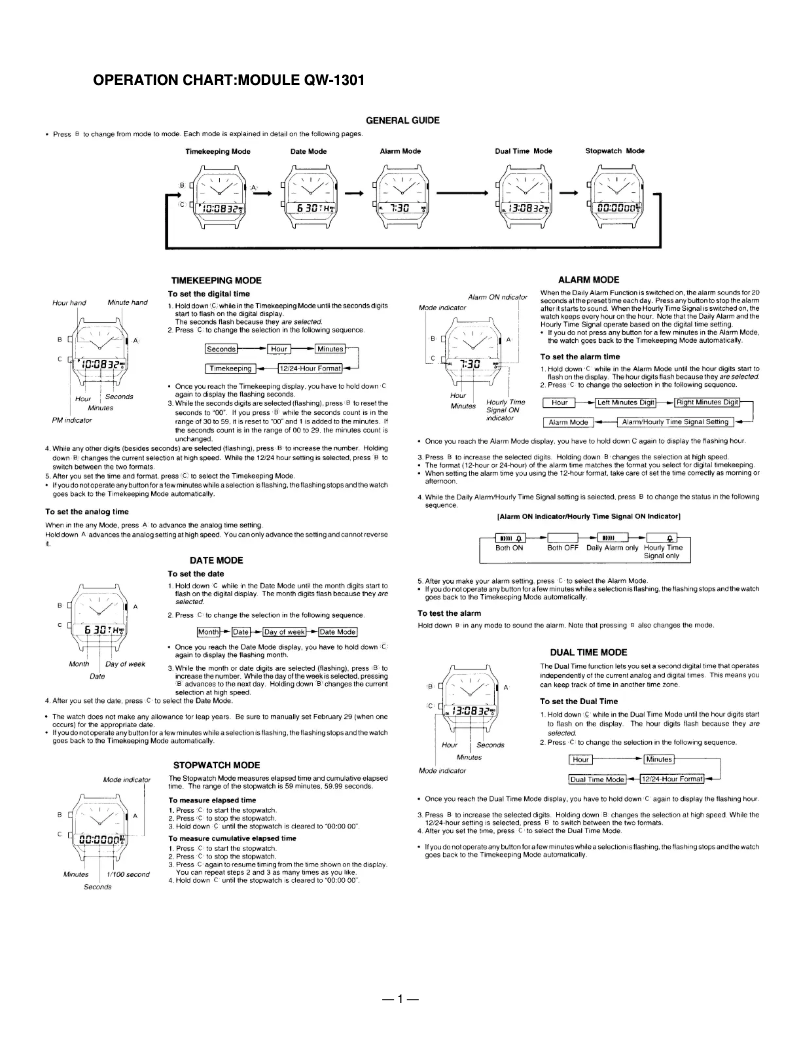 Page n°1 - Manuel utilisateur Casio Retro AQ-230GA-9DMQYES