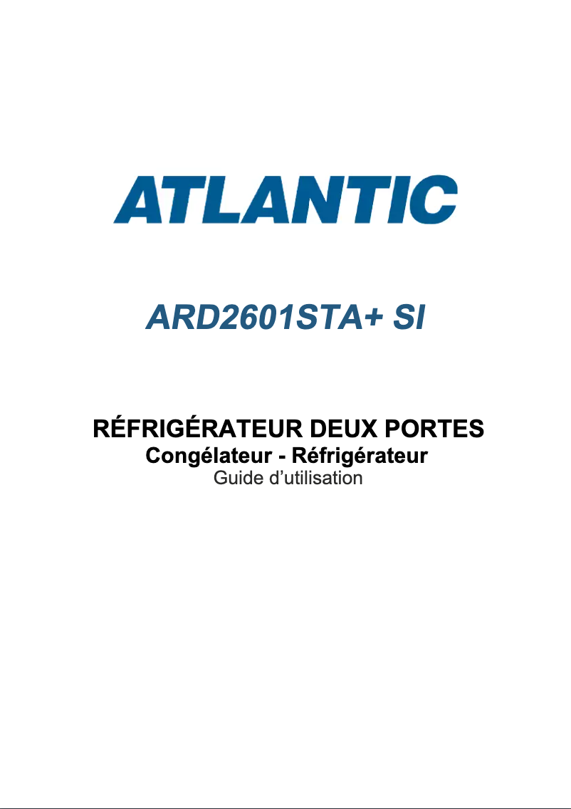 Page n°1 - Manuel utilisateur AVEA ARD2601STA+SI