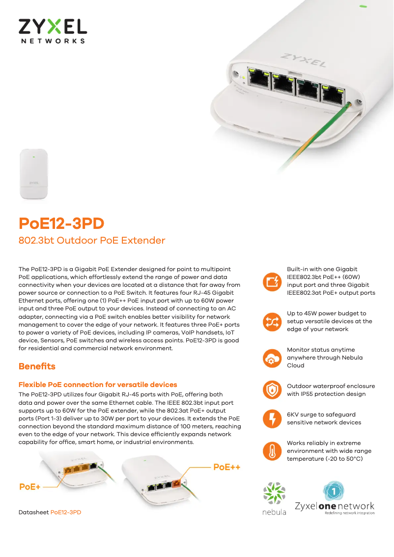 Página 1 del manual Ficha técnica ZyXEL PoE12-3PD