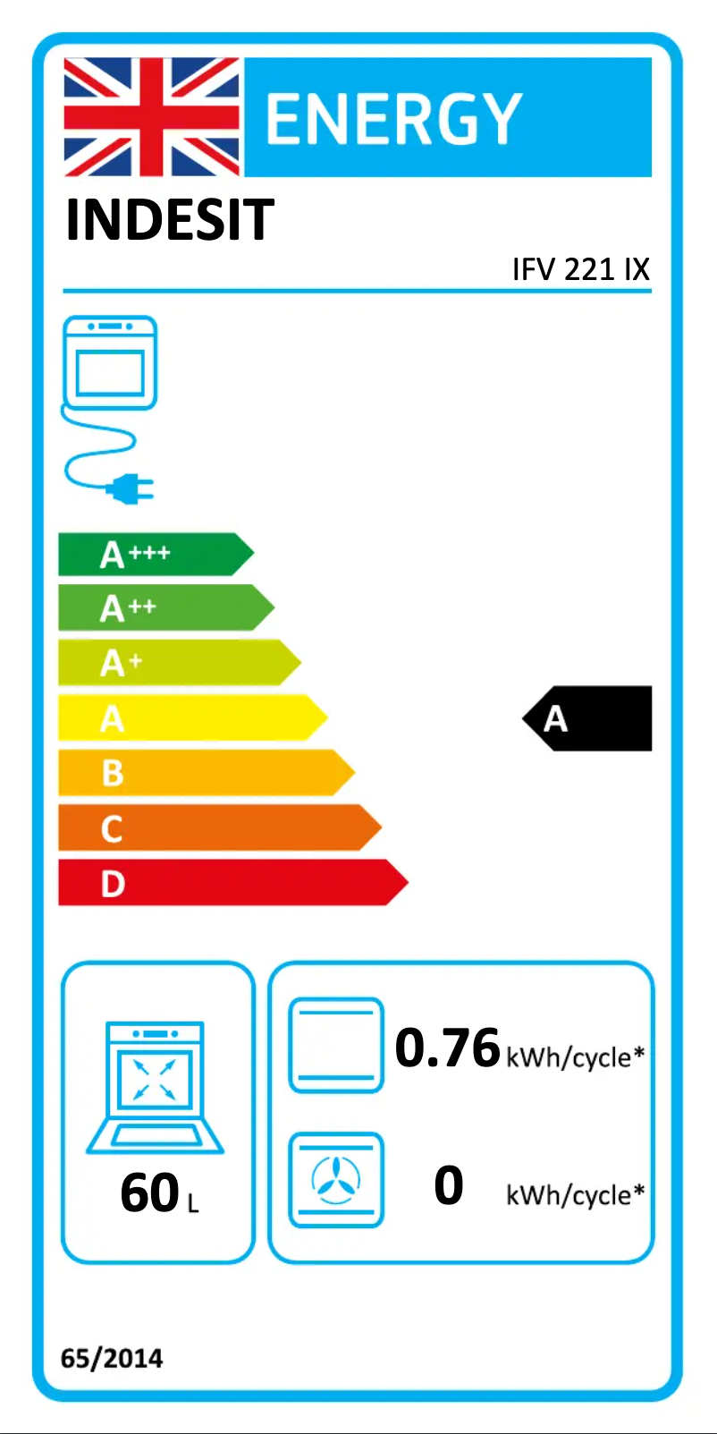 Page n°1 - Label énergétique Indesit IFV 221 IX
