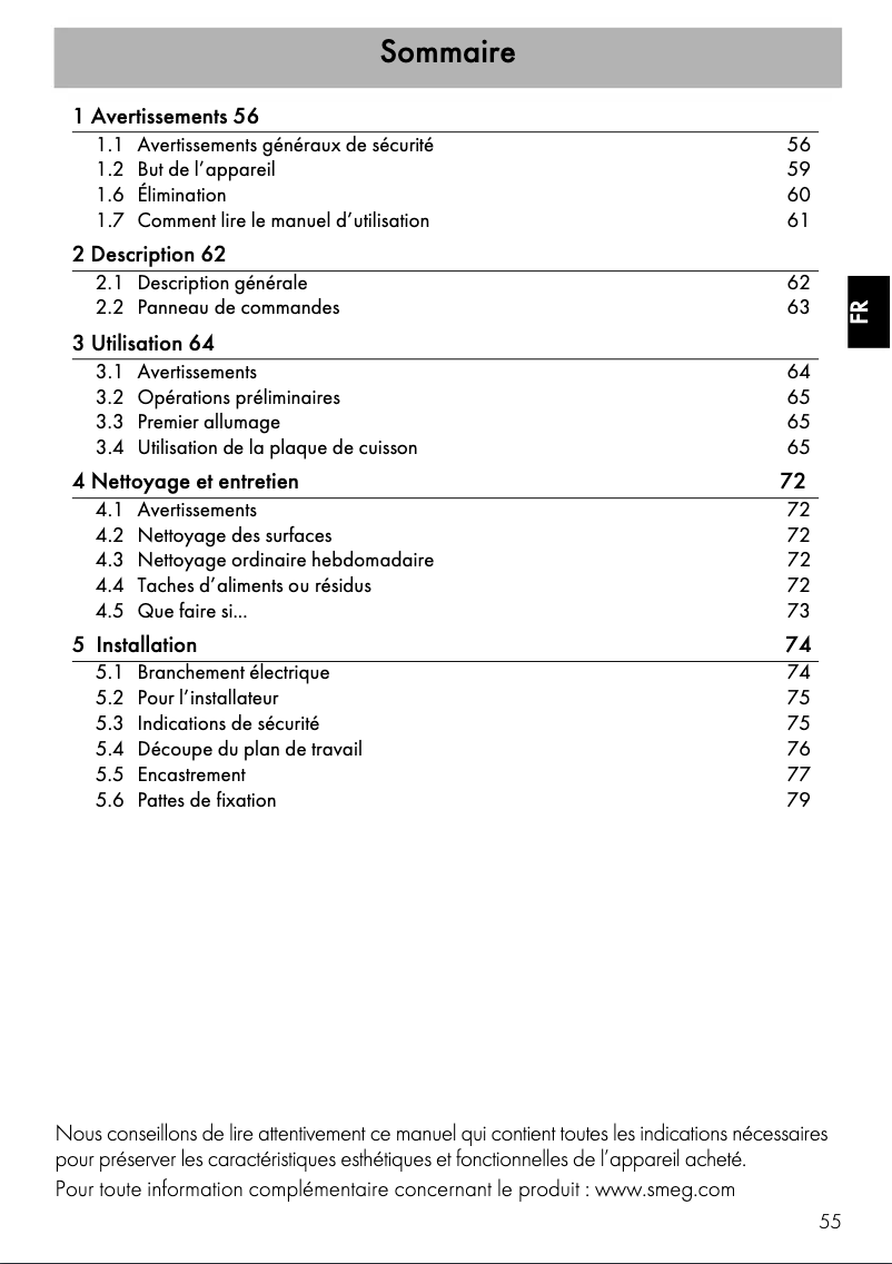 Page n°1 - Manuel utilisateur Smeg SI2641D
