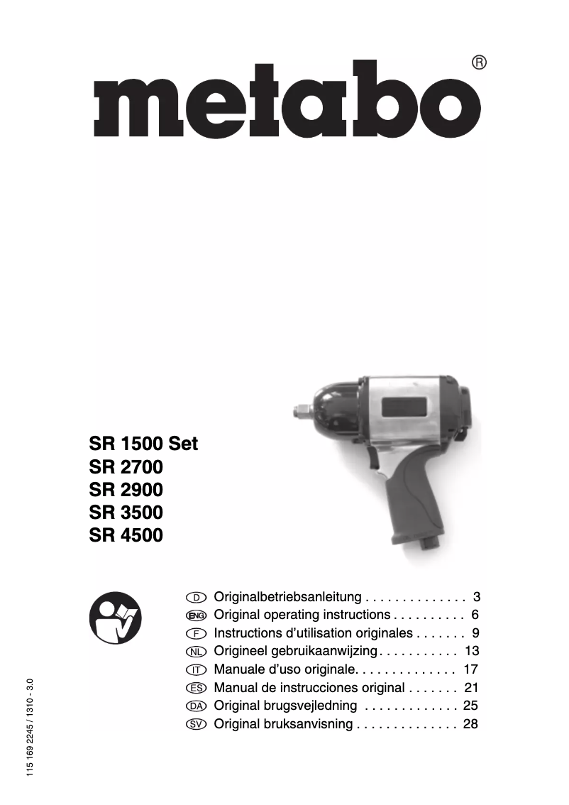 Page 1 de la notice Manuel utilisateur Metabo SR 1500 Set