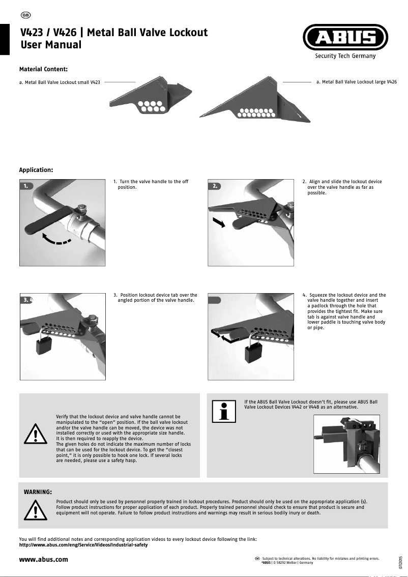 Page n°1 - Manuel utilisateur Abus V426
