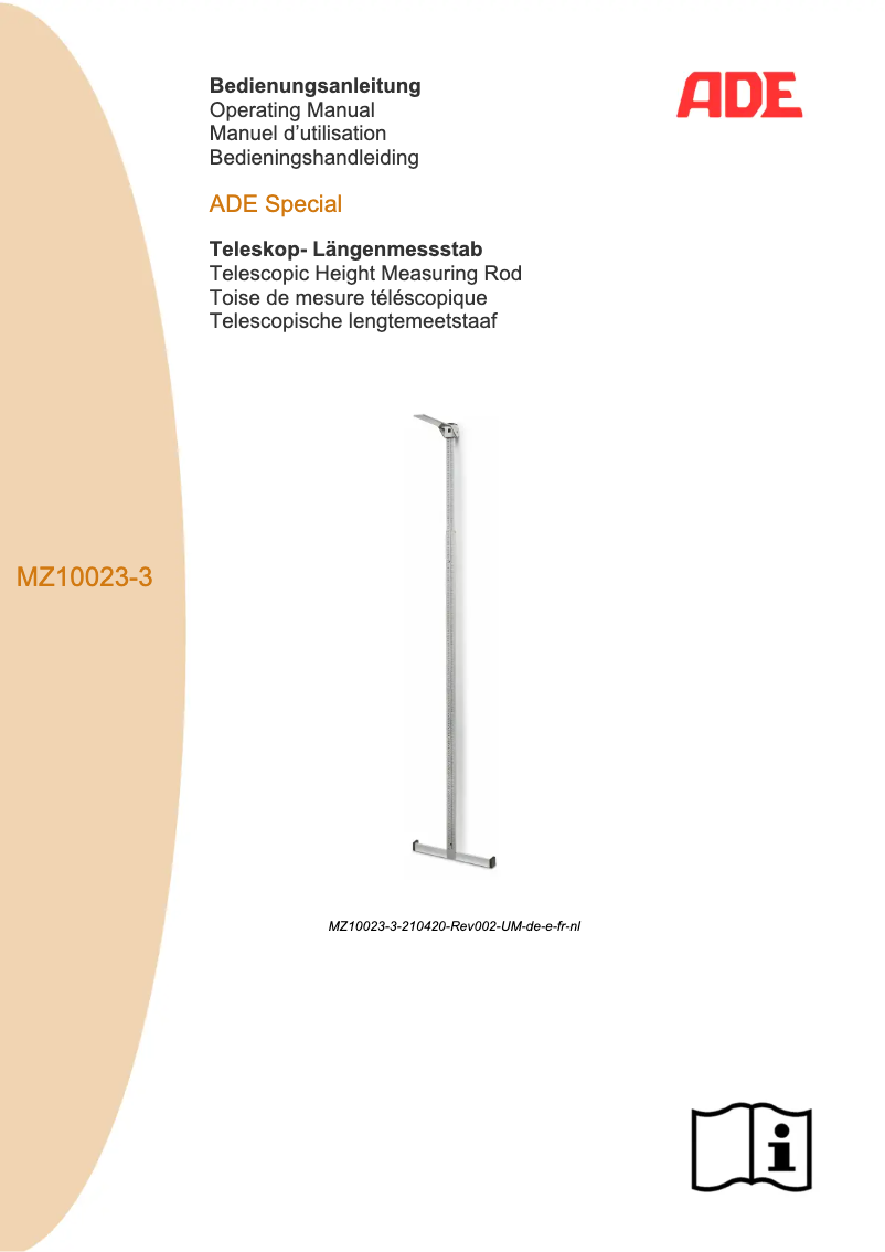 Page 1 de la notice Manuel utilisateur ADE MZ10023-3