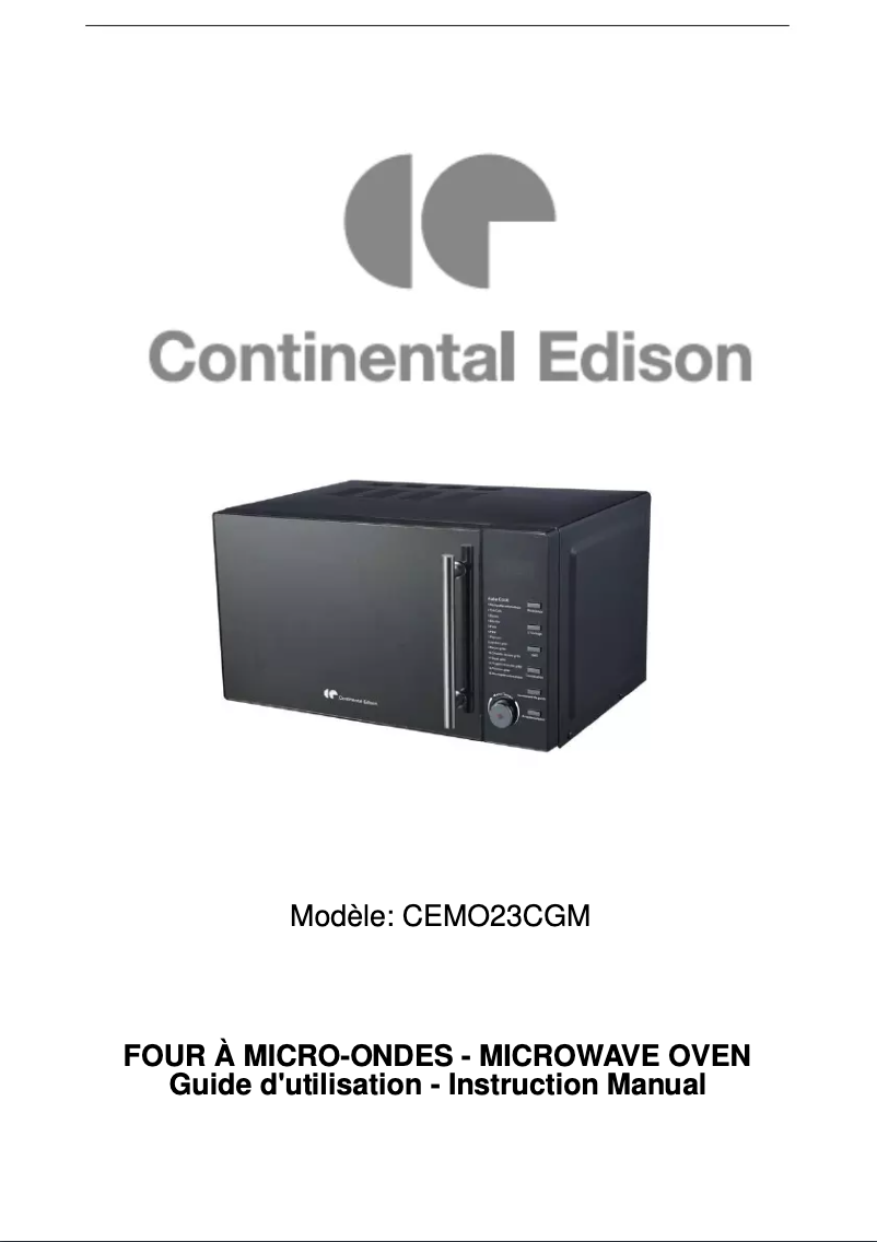 Page n°1 - Manuel utilisateur Continental Edison CEMO23CGM