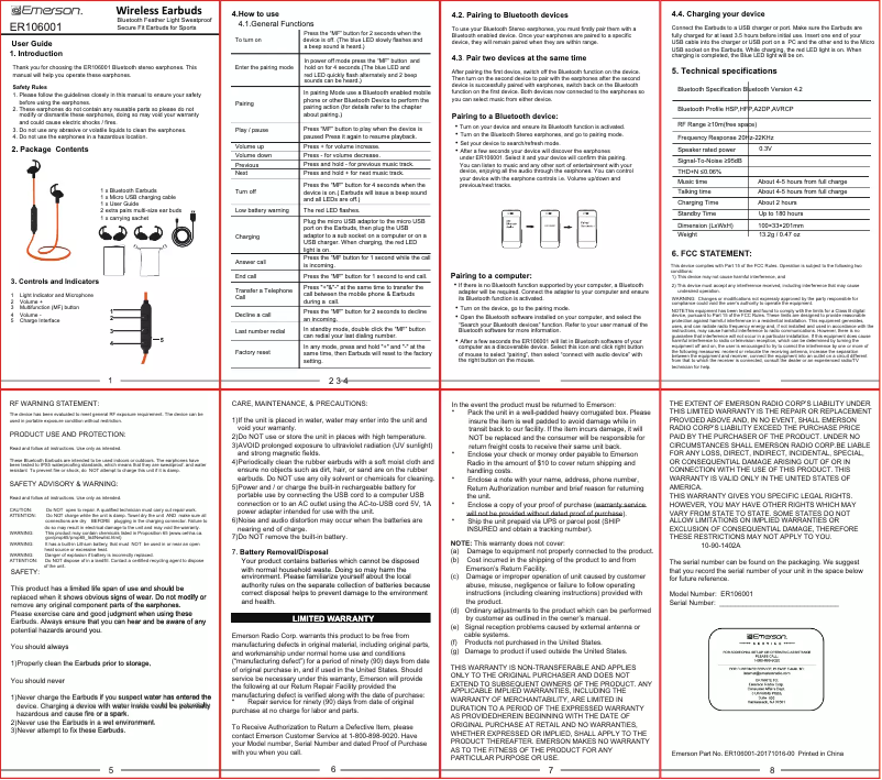 Page 1 de la notice Manuel utilisateur Emerson ER106001