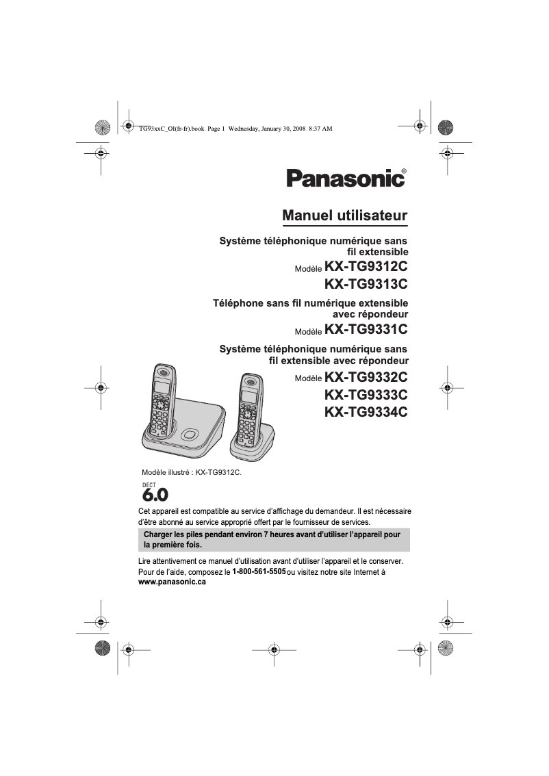 Imagen de la primera página del manual del dispositivo KX-TG9331