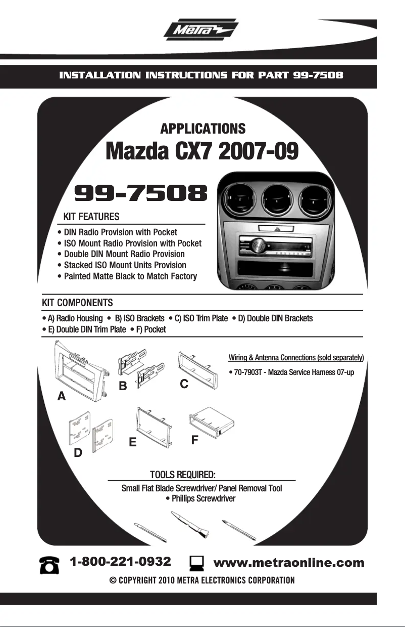 Page n°1 - Guide d'installation Metra 99-7508