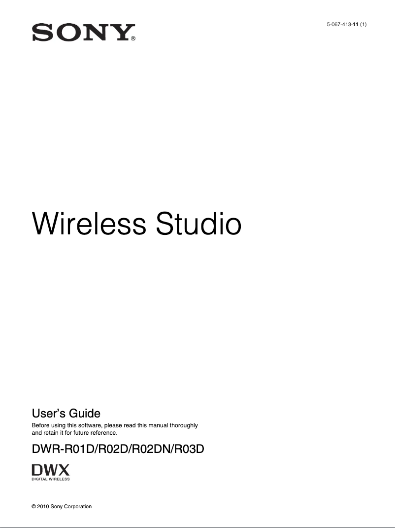 Page n°1 - Manuel utilisateur Sony DWR-R02DN