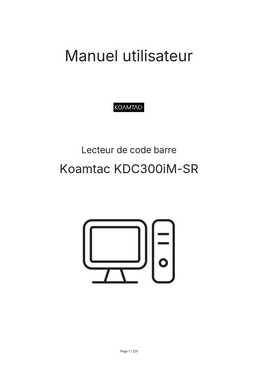 Page 1 de la notice Manuel utilisateur Koamtac KDC300iM-SR