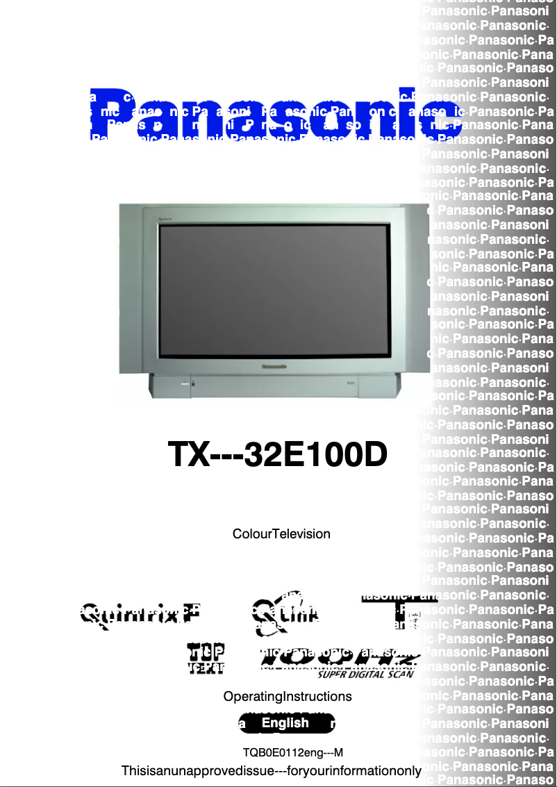 Page 1 de la notice Manuel utilisateur Panasonic TX-32E100D