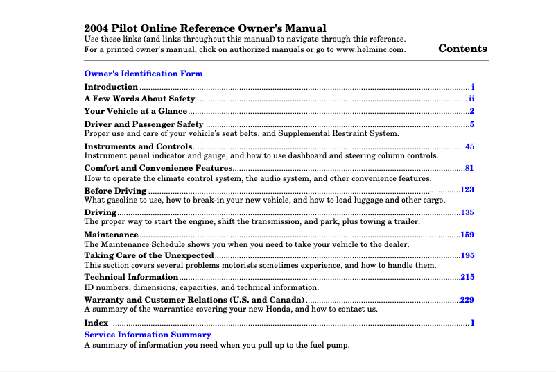 Imagen de la primera página del manual del dispositivo Pilot (2004)