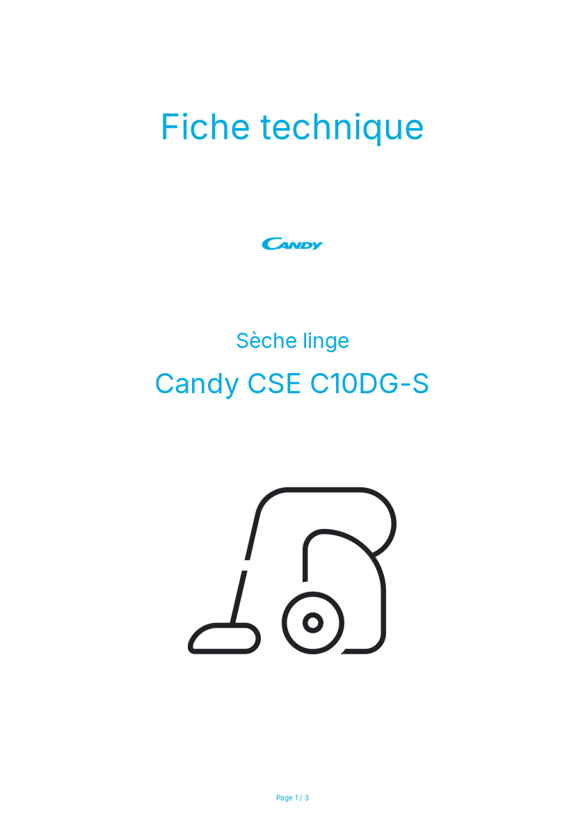 Page n°1 - Fiche technique Candy CSE C10DG-S