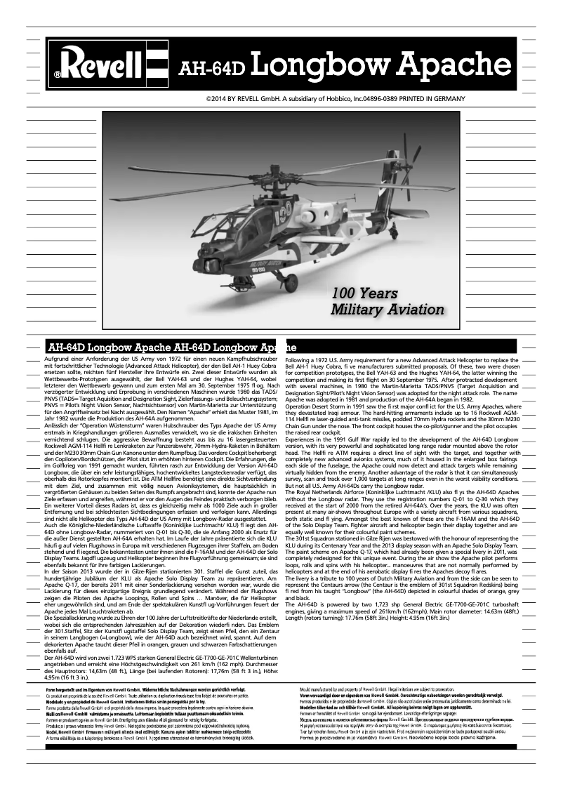 Page 1 de la notice Manuel utilisateur Revell AH-64D Apache