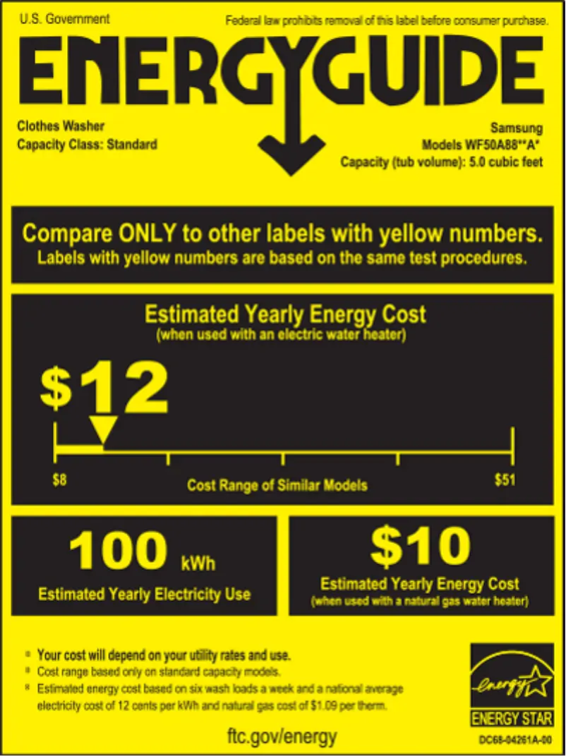 Page 1 de la notice Label énergétique Samsung DVE50A8500V