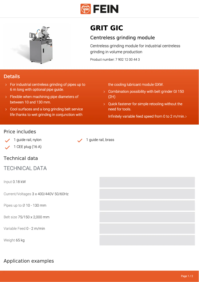 Image de la première page du manuel de l'appareil GRIT GIC