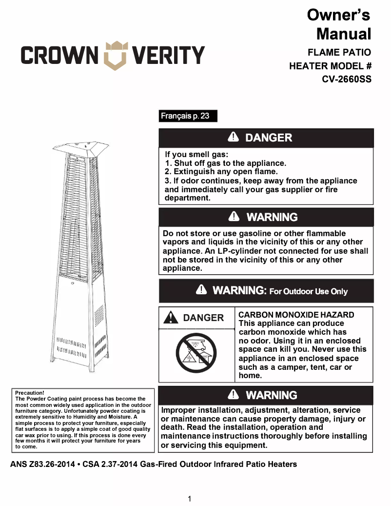 Page 1 de la notice Manuel utilisateur Crown Verity CV-2660-SS