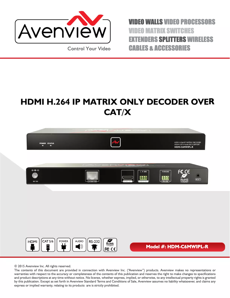 Page 1 de la notice Manuel utilisateur Avenview HDM-C6MWIPL-R