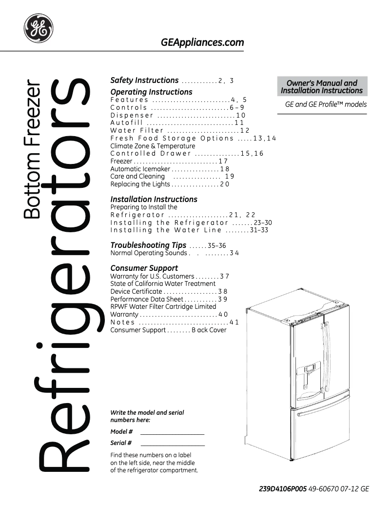 Image de la première page du manuel de l'appareil GFSS6KKYSS
