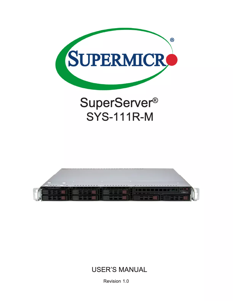 Image de la première page du manuel de l'appareil SuperServer SYS-111R-M