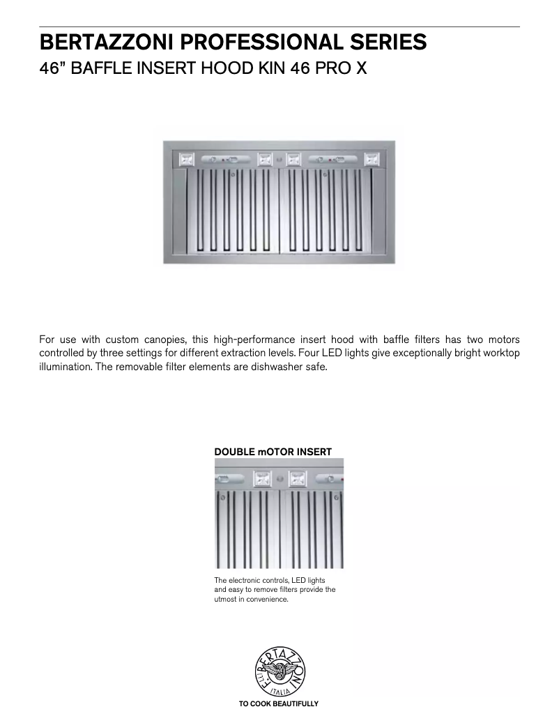 Page 1 de la notice Fiche technique Bertazzoni KIN46PROX
