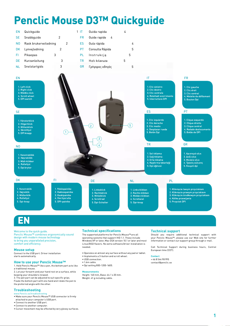 Page 1 de la notice Manuel utilisateur Penclic D3