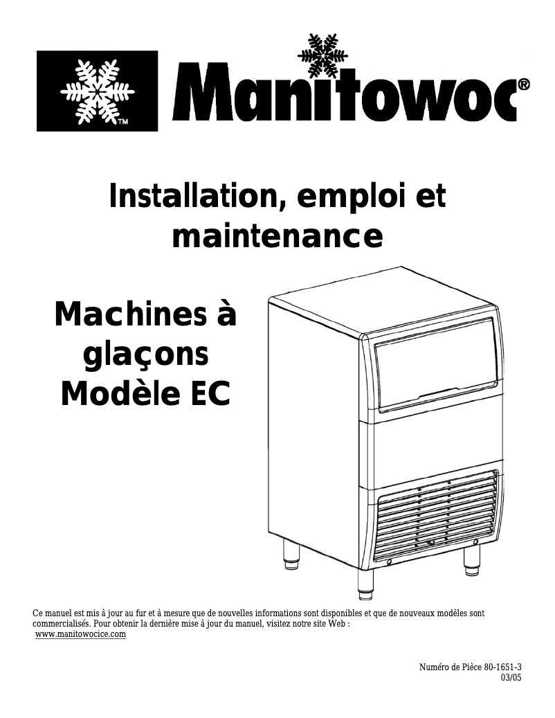 Page 1 de la notice Manuel utilisateur Manitowoc EC065