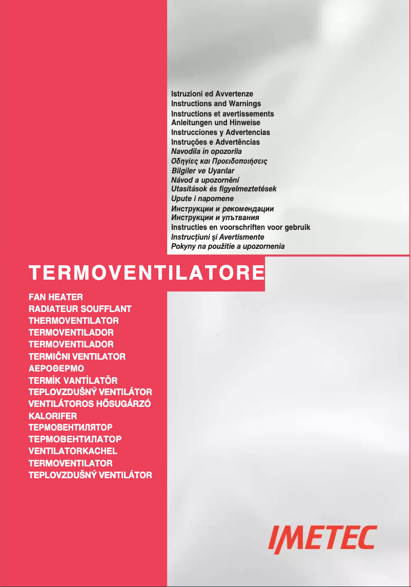 Page 1 de la notice Manuel utilisateur Imetec Fast Warm FH3-100