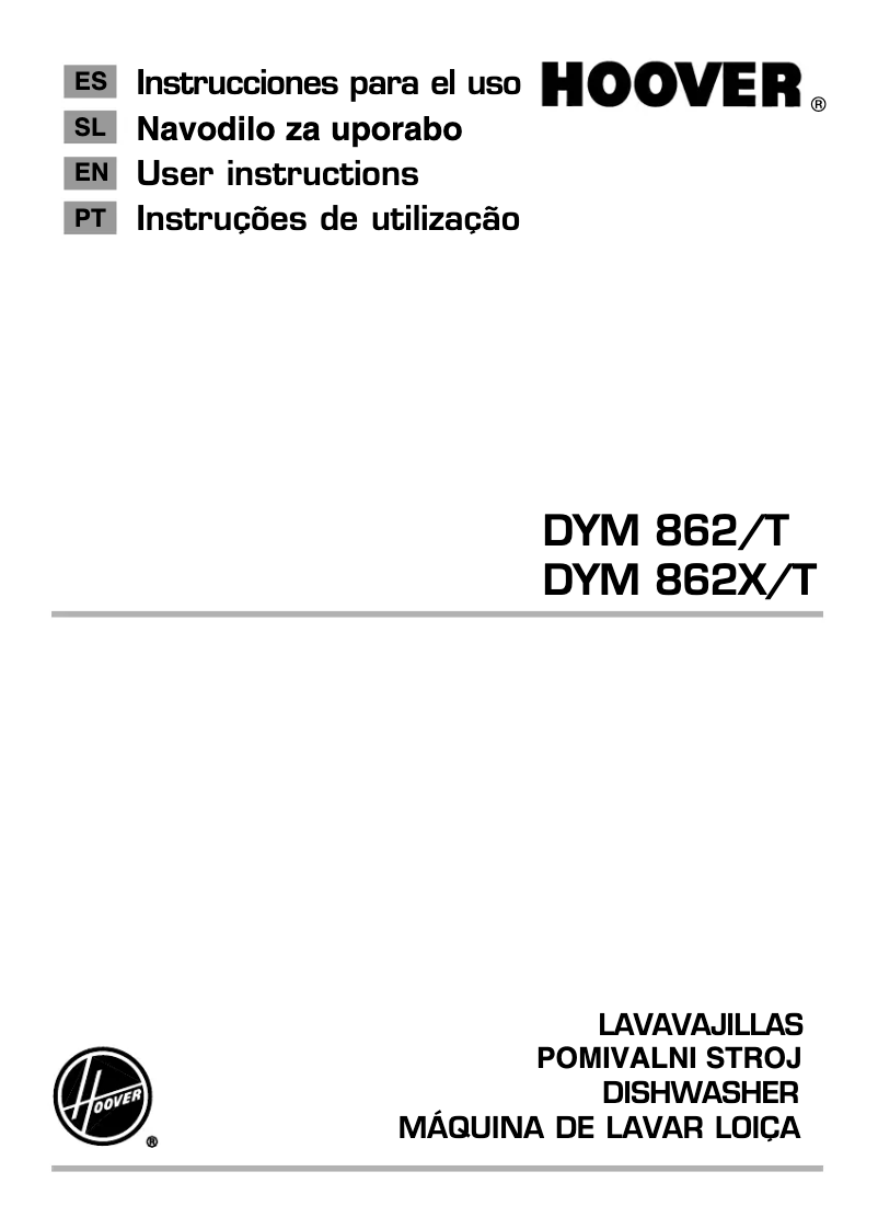 Page n°1 - Manuel utilisateur Hoover DYNAMIC MEGA DYM 862X/T