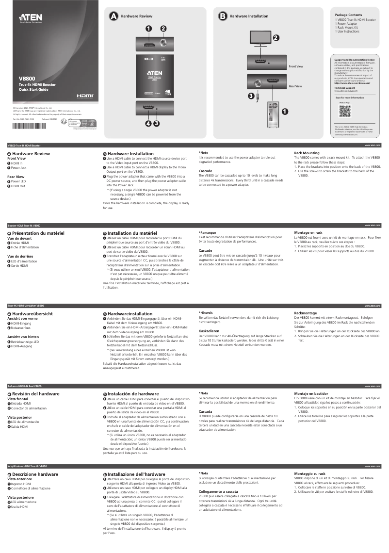 Page 1 de la notice Manuel utilisateur ATen VB800