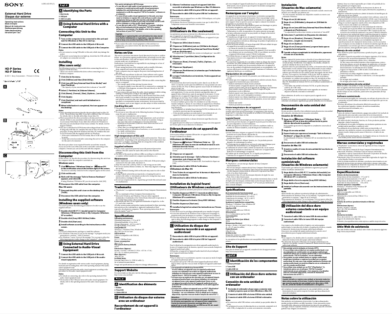 Página 1 del manual Manual de usuario Sony HD-PG5