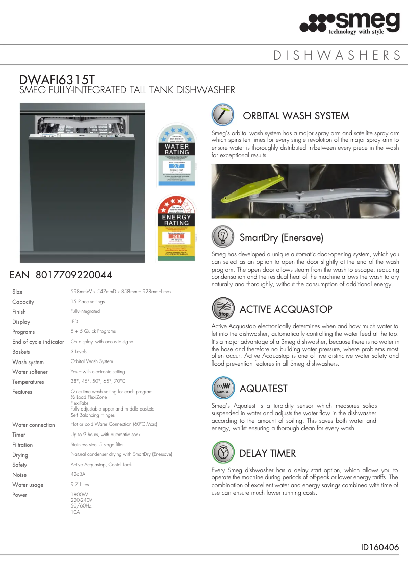 Image de la première page du manuel de l'appareil DWAFI6315T