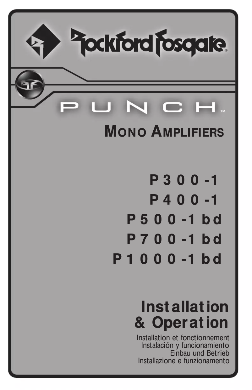 Page n°1 - Manuel utilisateur Rockford Fosgate Punch P700-1bd