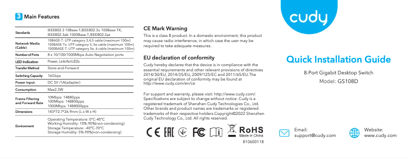 Image de la première page du manuel de l'appareil GS108D