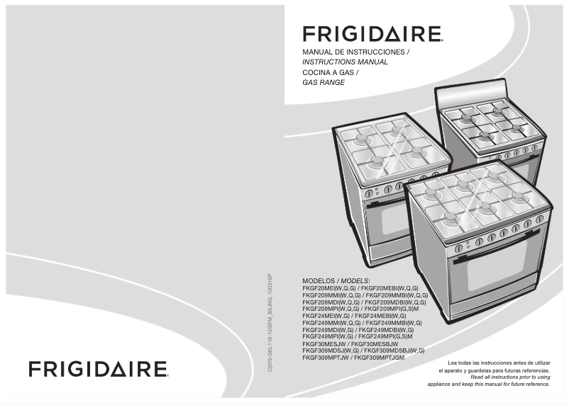 Page n°1 - Manuel utilisateur Frigidaire FKGF249MPI