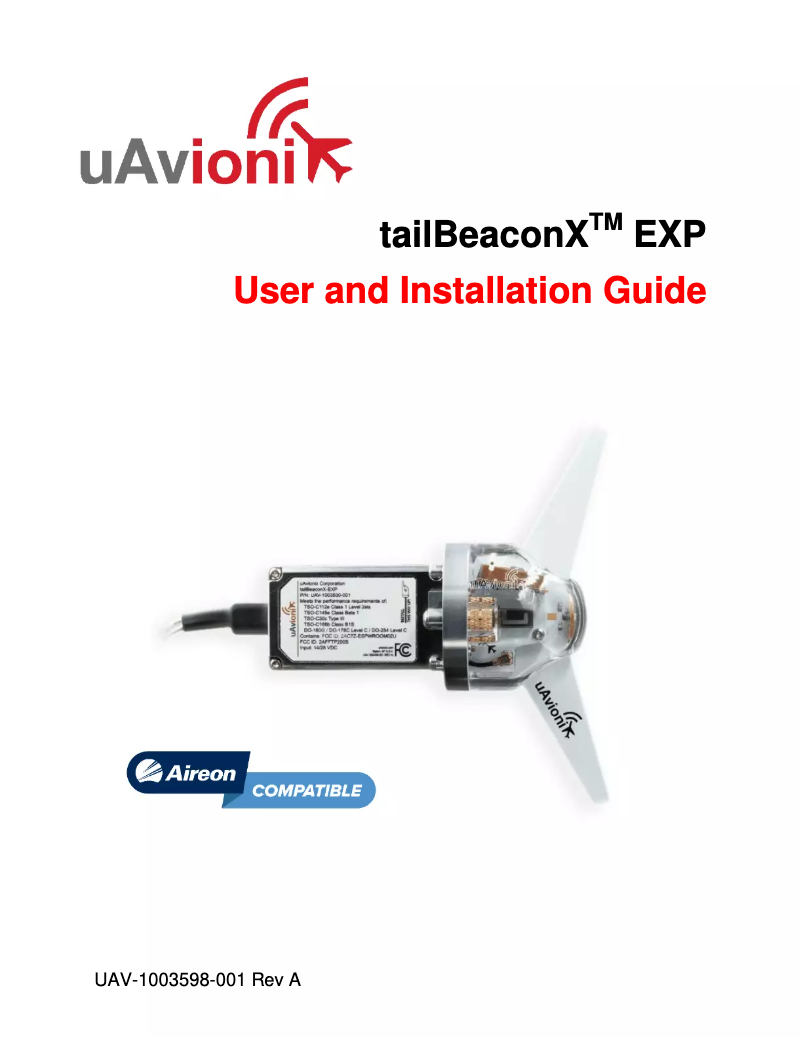 Page n°1 - Manuel utilisateur uAvionix TailBeaconX EXP