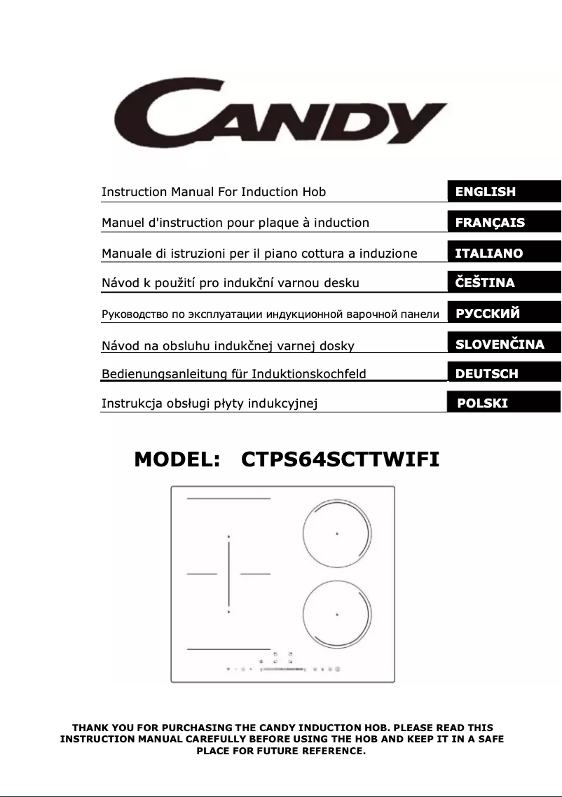 Page 1 de la notice Manuel utilisateur Candy CTPS64SCTTWIFI