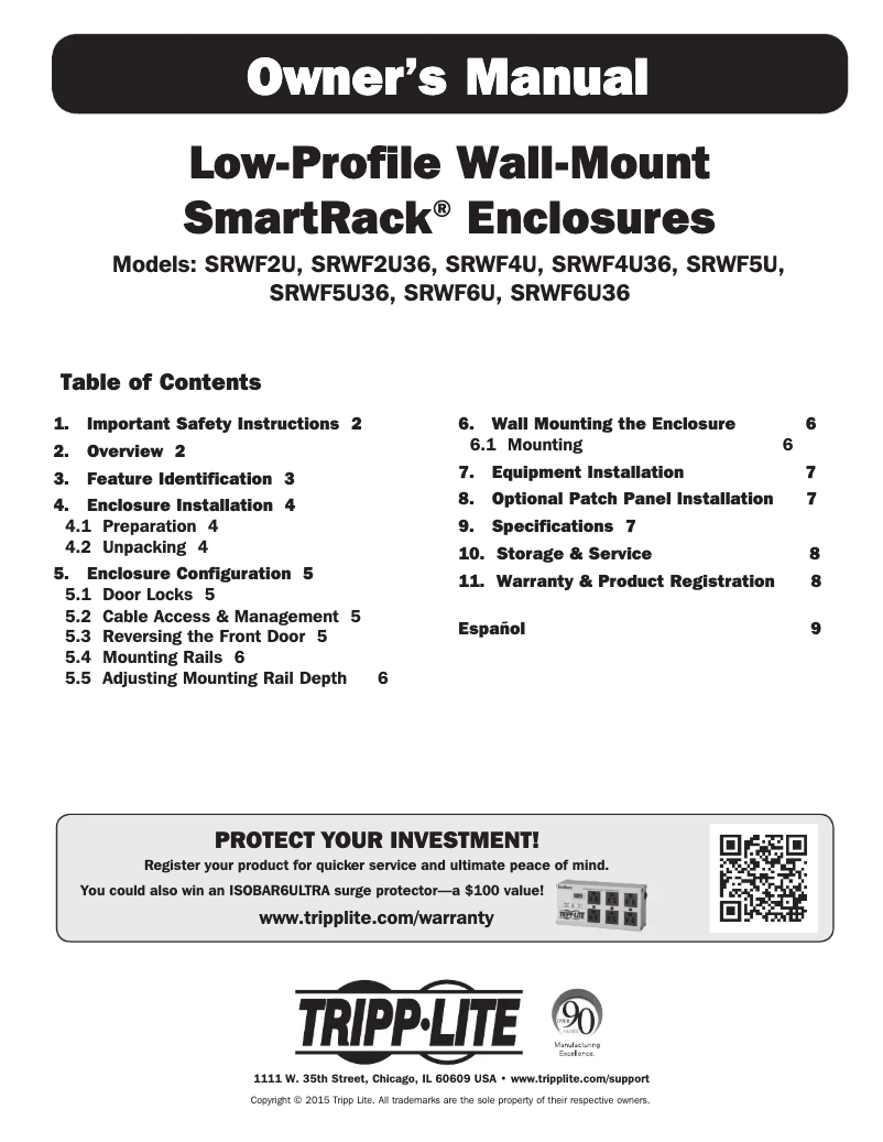 Page n°1 - Manuel utilisateur Tripp Lite SmartRack SRWF6U