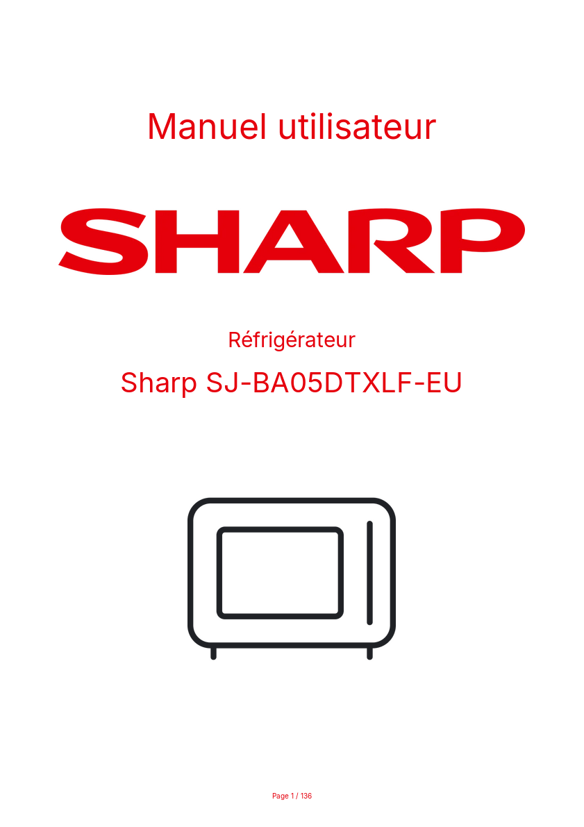 Image de la première page du manuel de l'appareil SJ-BA05DTXLF-EU