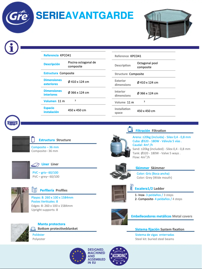 Page 1 de la notice Fiche technique Gre KPCO41