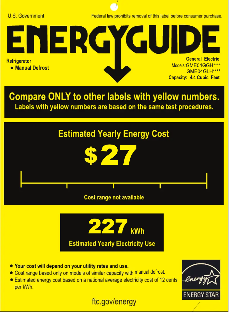 Página 1 del manual Etiqueta energética GE GME04GGHBB