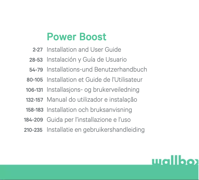 Page n°1 - Manuel utilisateur Wallbox Power Boost