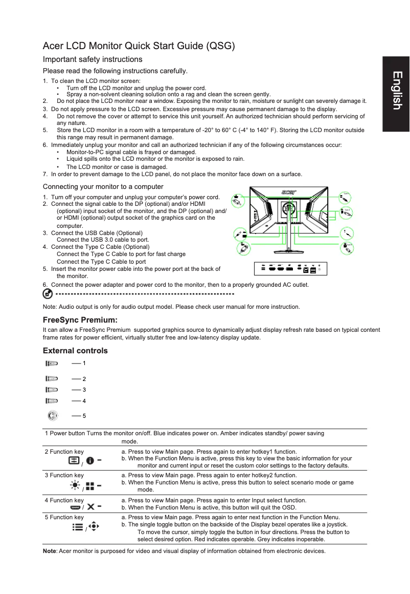 Page n°1 - Guide de démarrage rapide Acer XR272UP