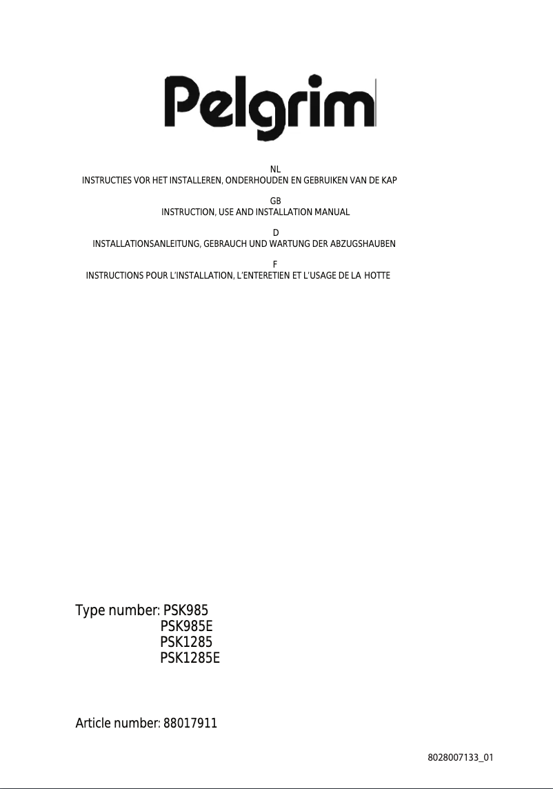 Image de la première page du manuel de l'appareil PSK 985