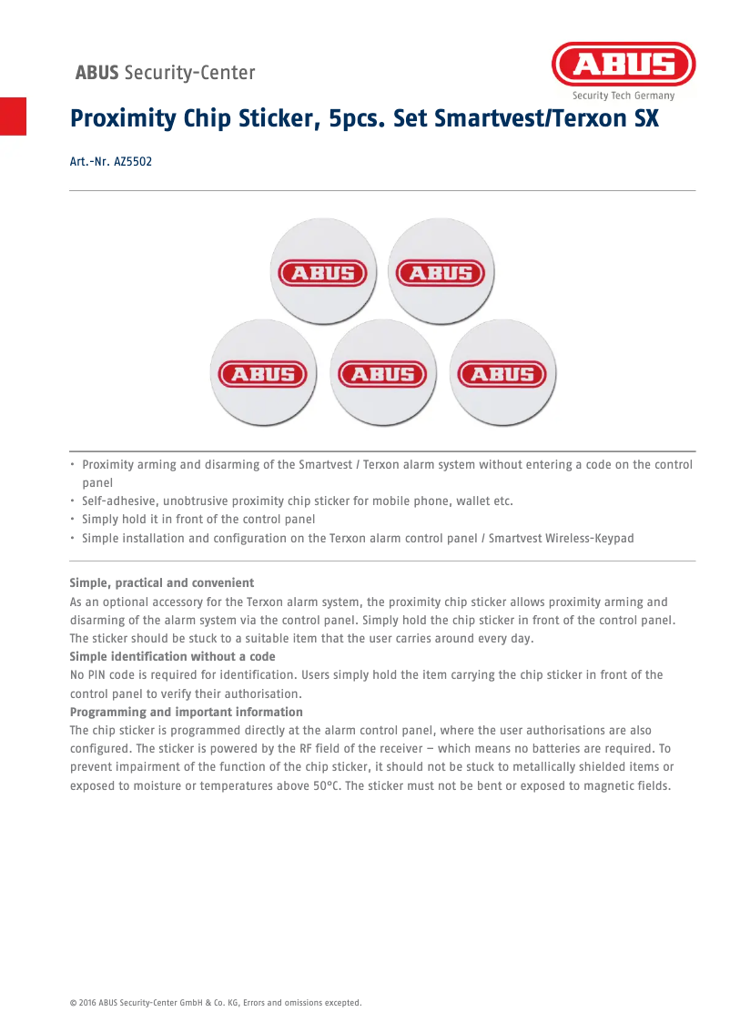 Page n°1 - Manuel utilisateur Abus AZ5502