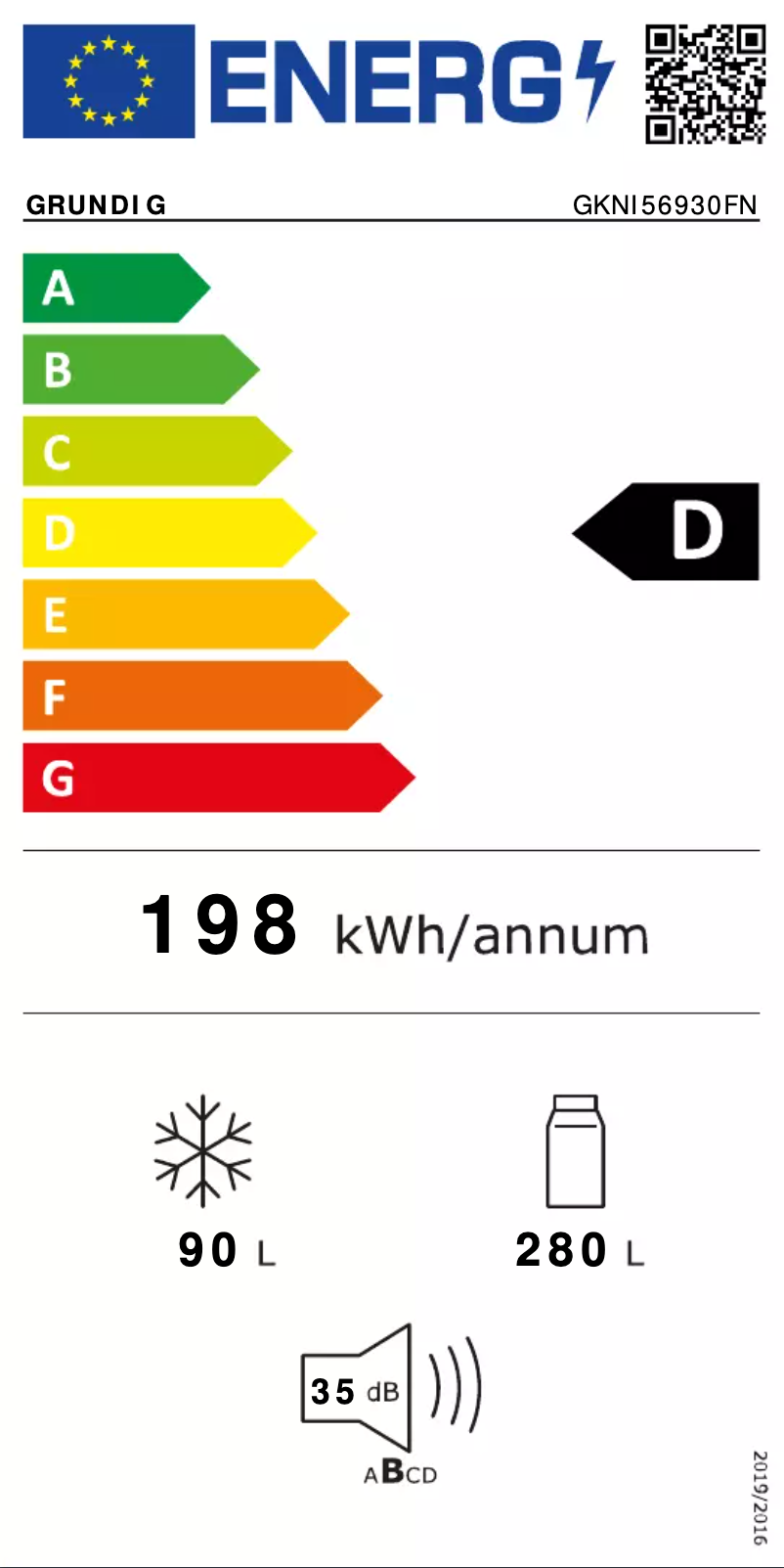 Page n°1 - Label énergétique Grundig GKNI56930FN
