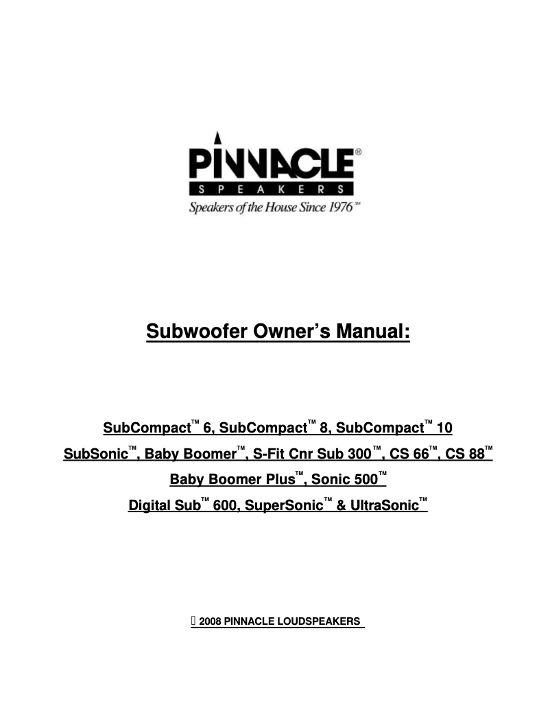 Page 1 de la notice Manuel utilisateur Avid SUBcompact 6