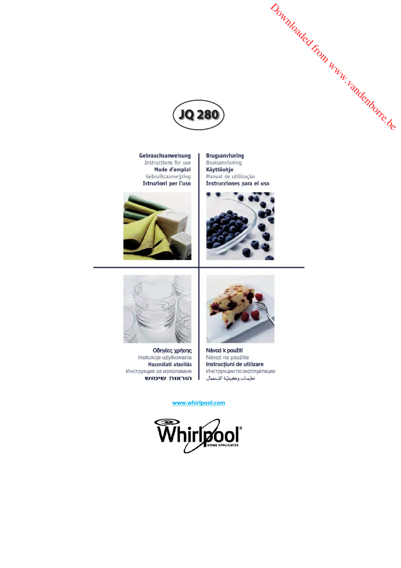 Page 1 de la notice Manuel utilisateur Whirlpool Jet Cuisine JQ 280